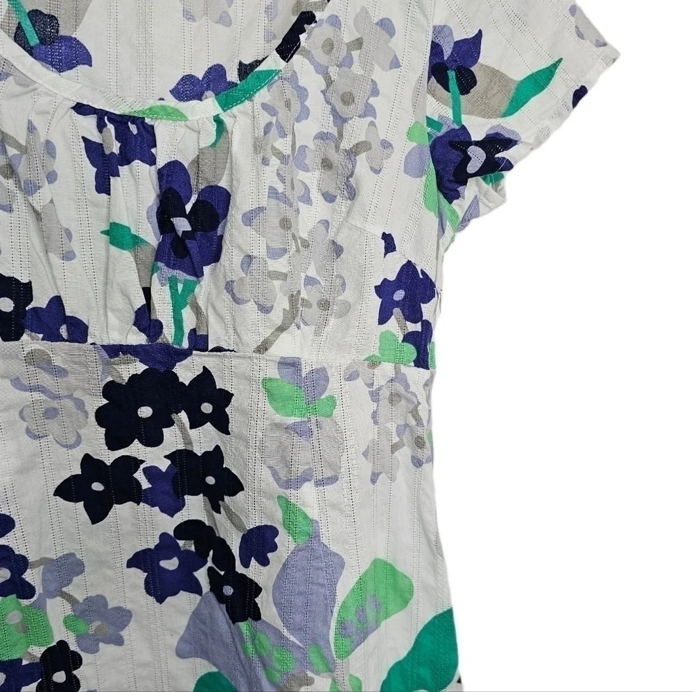 Boden dress floral short sleeve white empire waist midi 8P